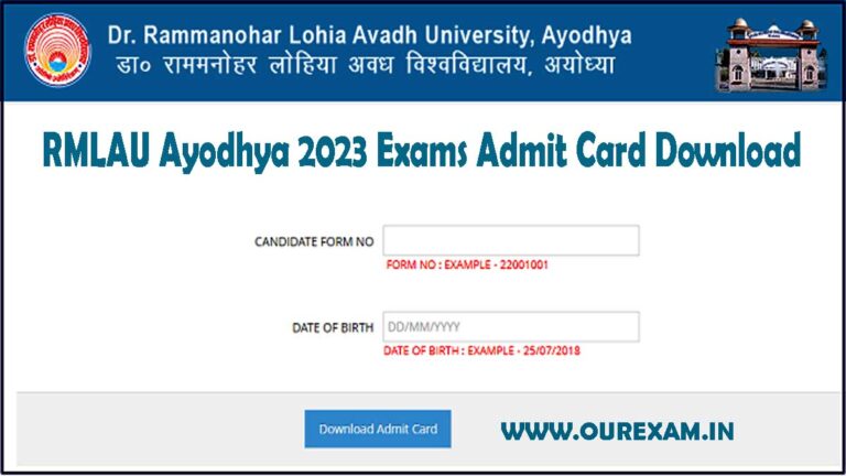 DR. RMLAU Ayodhya 2023 Exams Admit Card Download